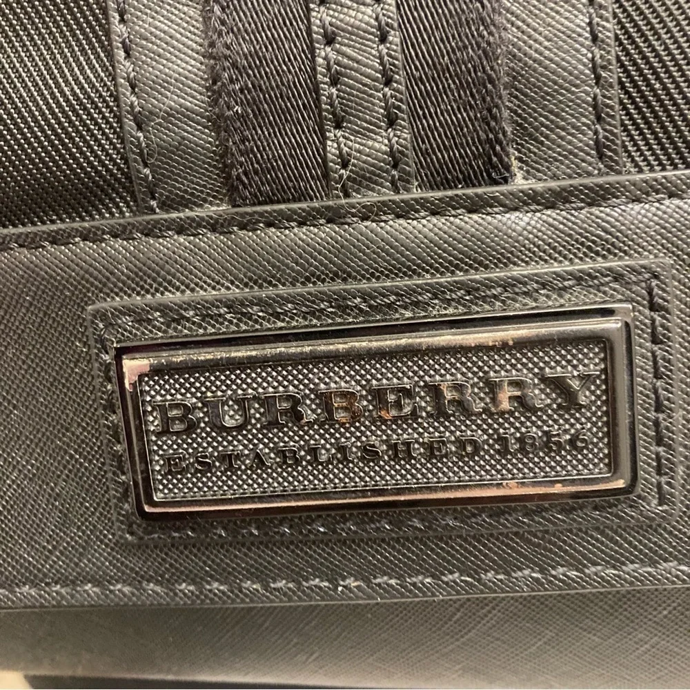 Burberry Black nylon & leather laptop briefcase Messenger Bag